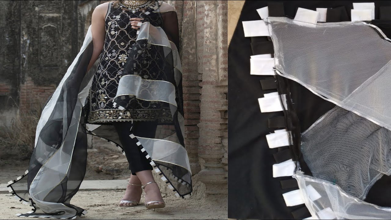 How to make designer dupatta|Dupatta Design ideas |Full tutorial