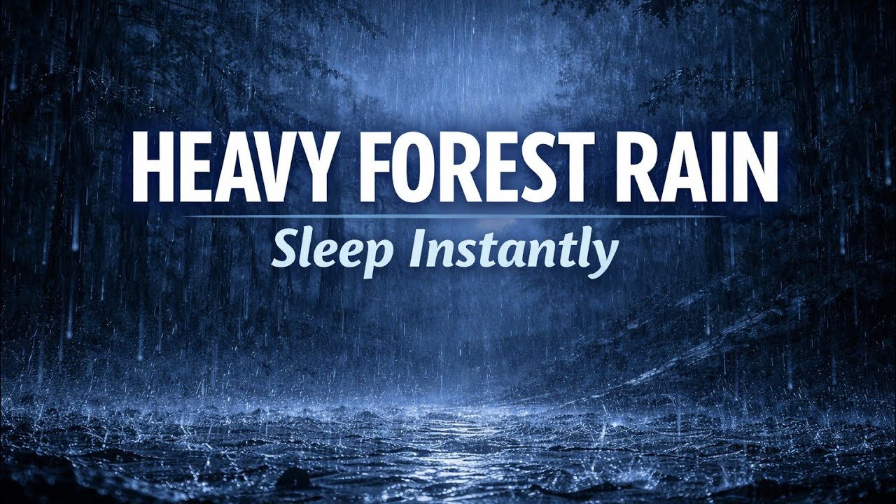Heavy Rain in Dark Forest at Night 🌧️ | 4K Ultra Realistic Rain Ambience