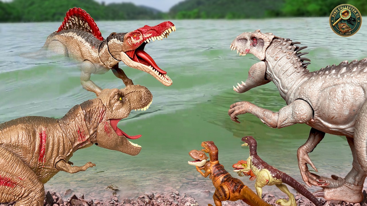 SAVE REXY! 🦖 Spinosaurus Vs T-Rex Vs Indominus | Dinosaur Action Figures | Jurassic World
