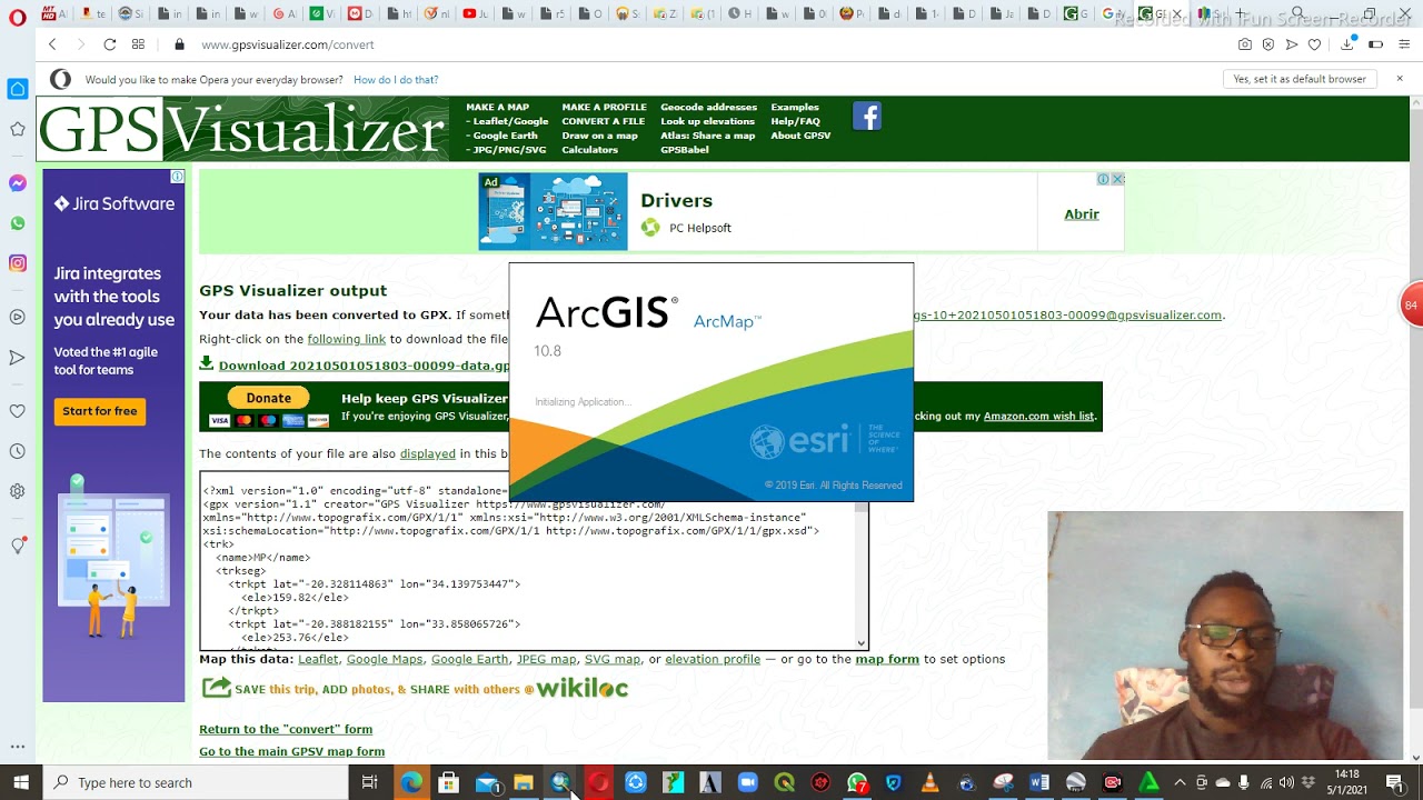 Curvas de niveis geradas no ArcGIS, com o auxilio de Google Earth Pro