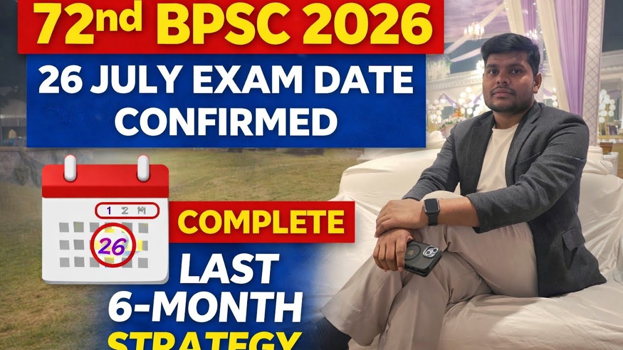 72nd BPSC 2026: 26 July Exam Date Confirmed | Complete Last 6-Month Strategy #bpsc72 #bpscprelims 