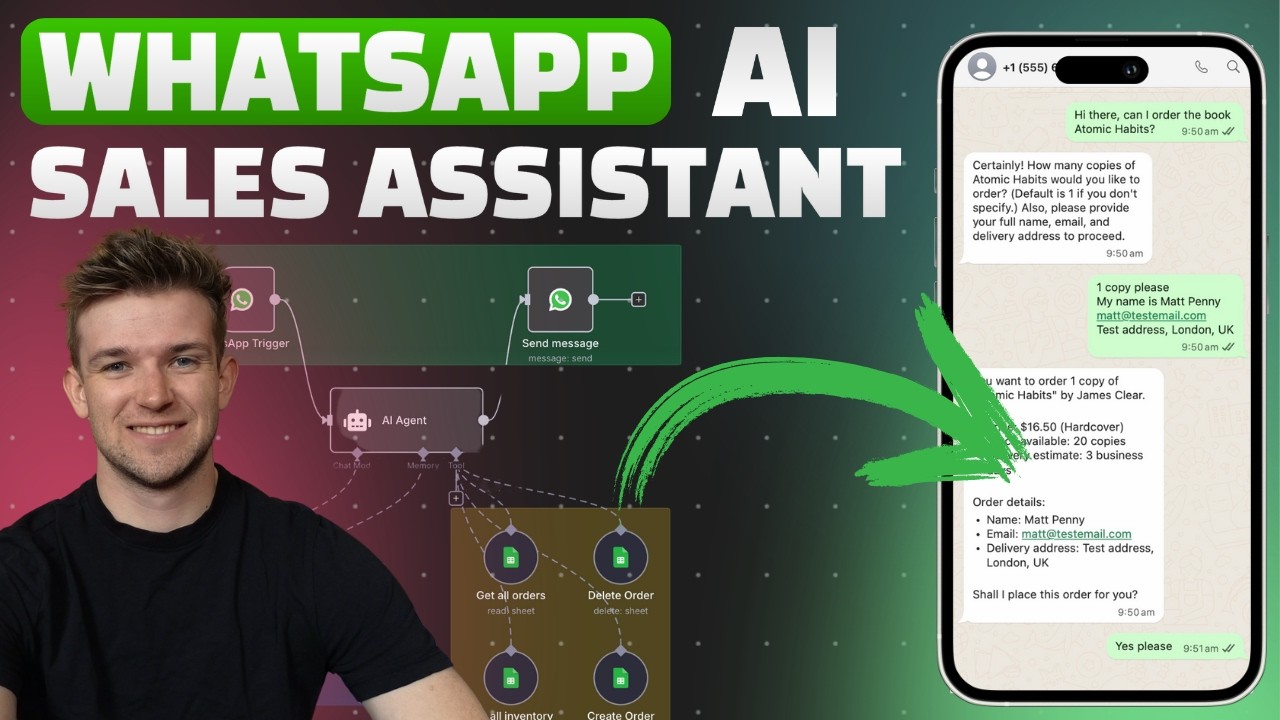 Создайте ИИ-агента WhatsApp, который АВТОМАТИЧЕСКИ продает ваши товары и услуги (+ БЕСПЛАТНЫЙ шаб...