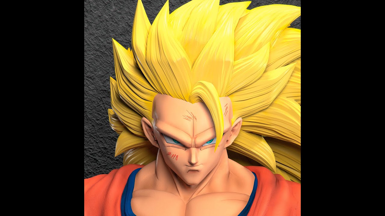 ZBrush sculpt : Goku SSJ3 face portrait