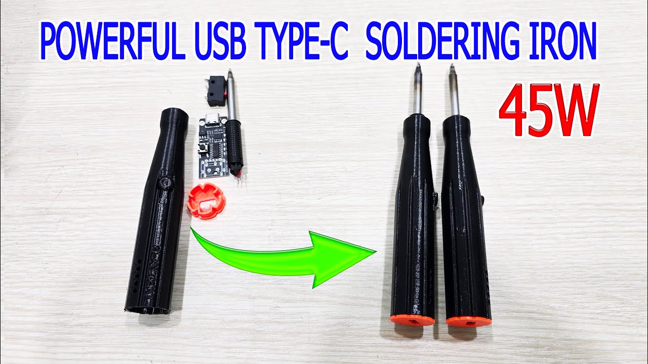 How To make Powerful USB Type-C Soldering Iron 45W with 3D Printer