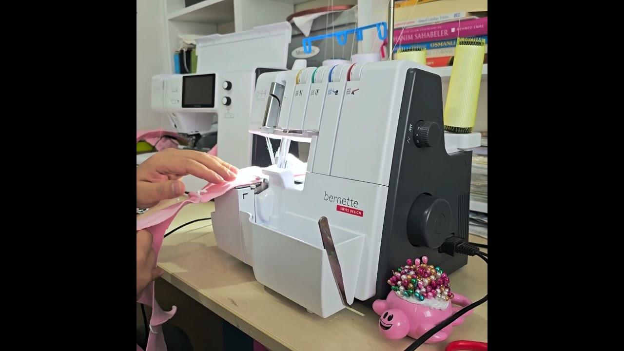 BERNETTE B44 İLE 3 İPLİK ŞARDONLU KUMAŞA OVARLOK &Ccedil;EKME @TasayMakine@Mybernette #bernette #b77w