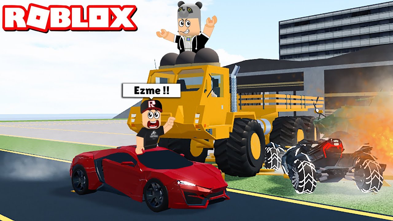 Canavar Kamyon ile Onları Ezdim!! Araba Kapışması - Panda ile Roblox Car Crushers 2