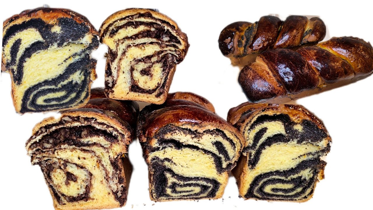 Cozonac pufos  Rețetă simplă cu Nuca Cacao si Mac /Pan Brioche ripieno alle Noci e Semi di Papavero