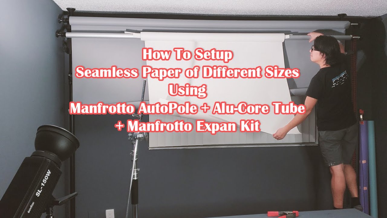 Как настроить бесшовную бумагу разных размеров с помощью Manfrotto AutoPole + Expan Kit + Alu-Cor...