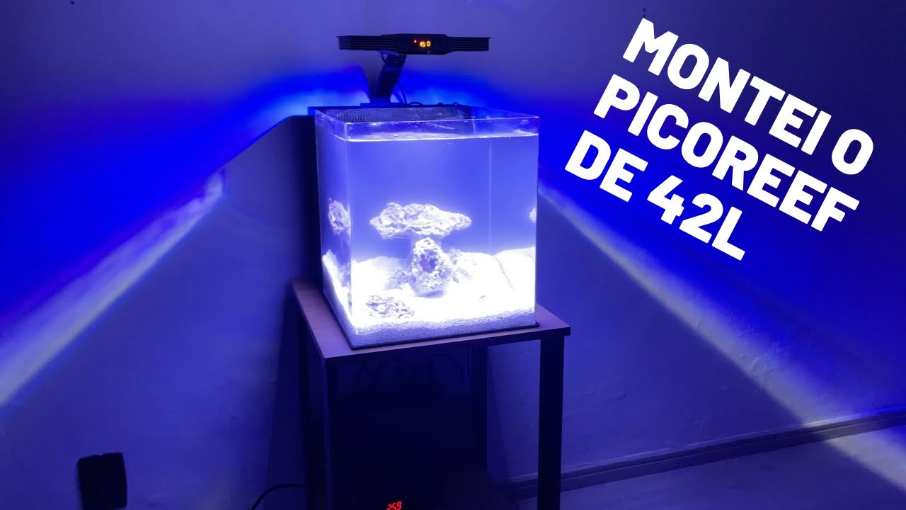 Montagem do Pico Reef 42L com Luminária Aqua Knight V3 e Sal AquaForest Reef Salt
