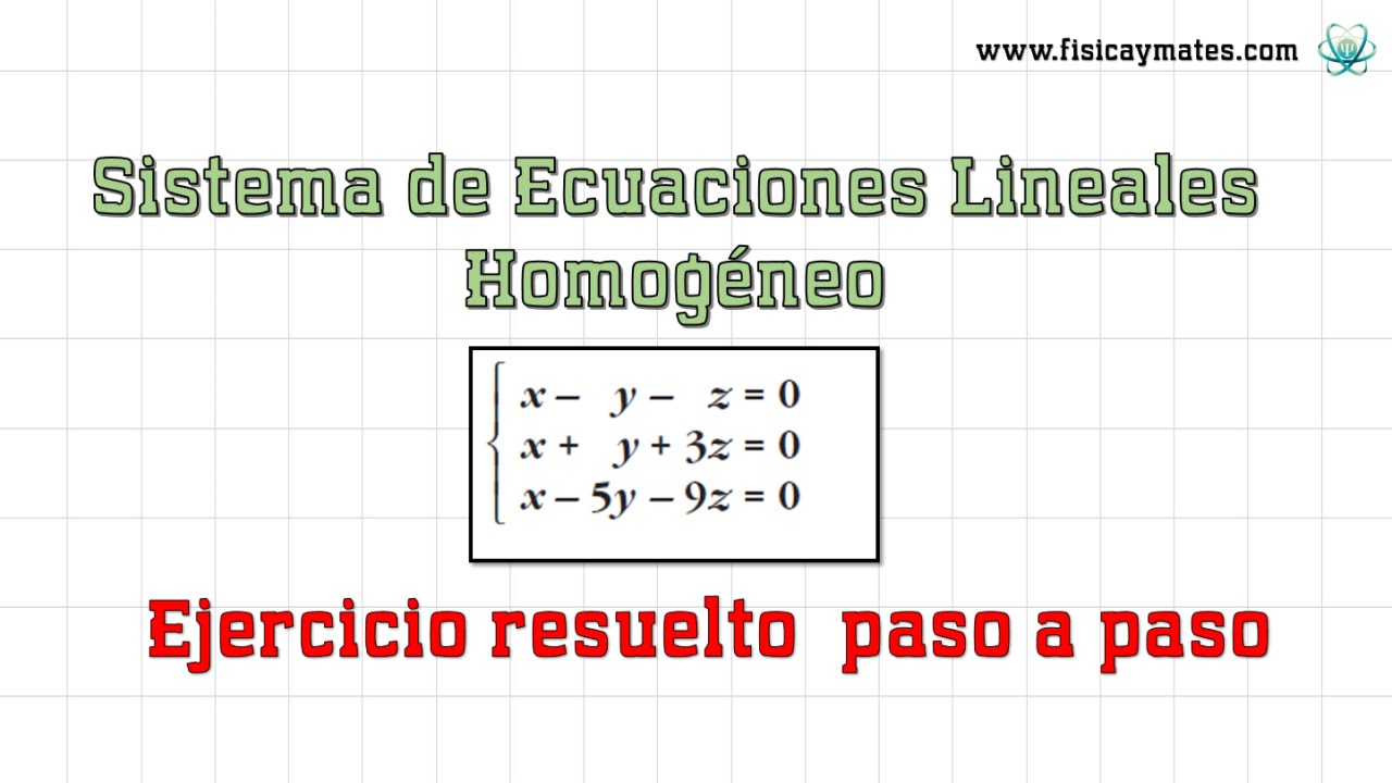 Sistema Ecuaciones Lineales Homogéneo | Ejercicio resuelto