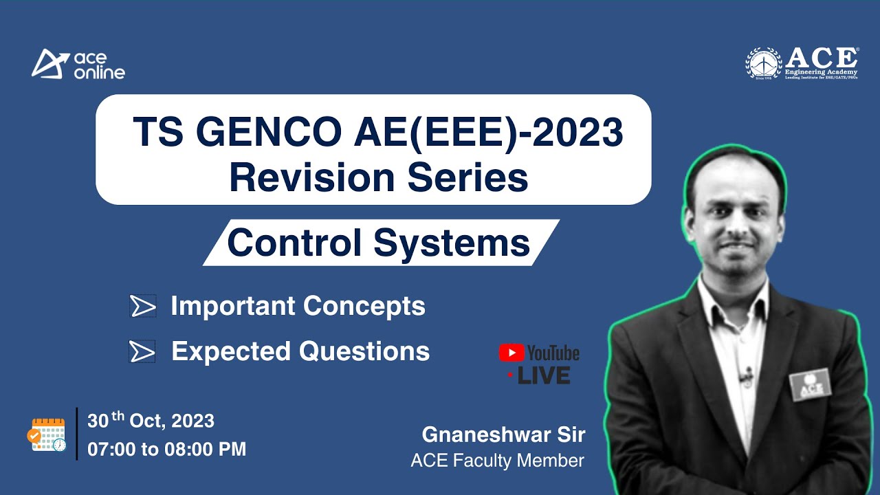 TS GENCO -AE (EEE) Revision Sessions | Control Systems | Imp Concepts & Expected Ques | ACE Online