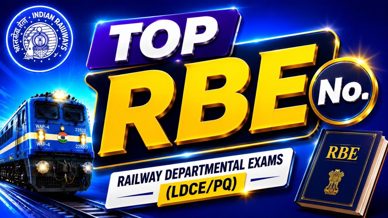 Top !! RBE - 2026 !! Class - 1 !! Railway Departmental Exam (LDCE/PQ) !! By R.V.sir