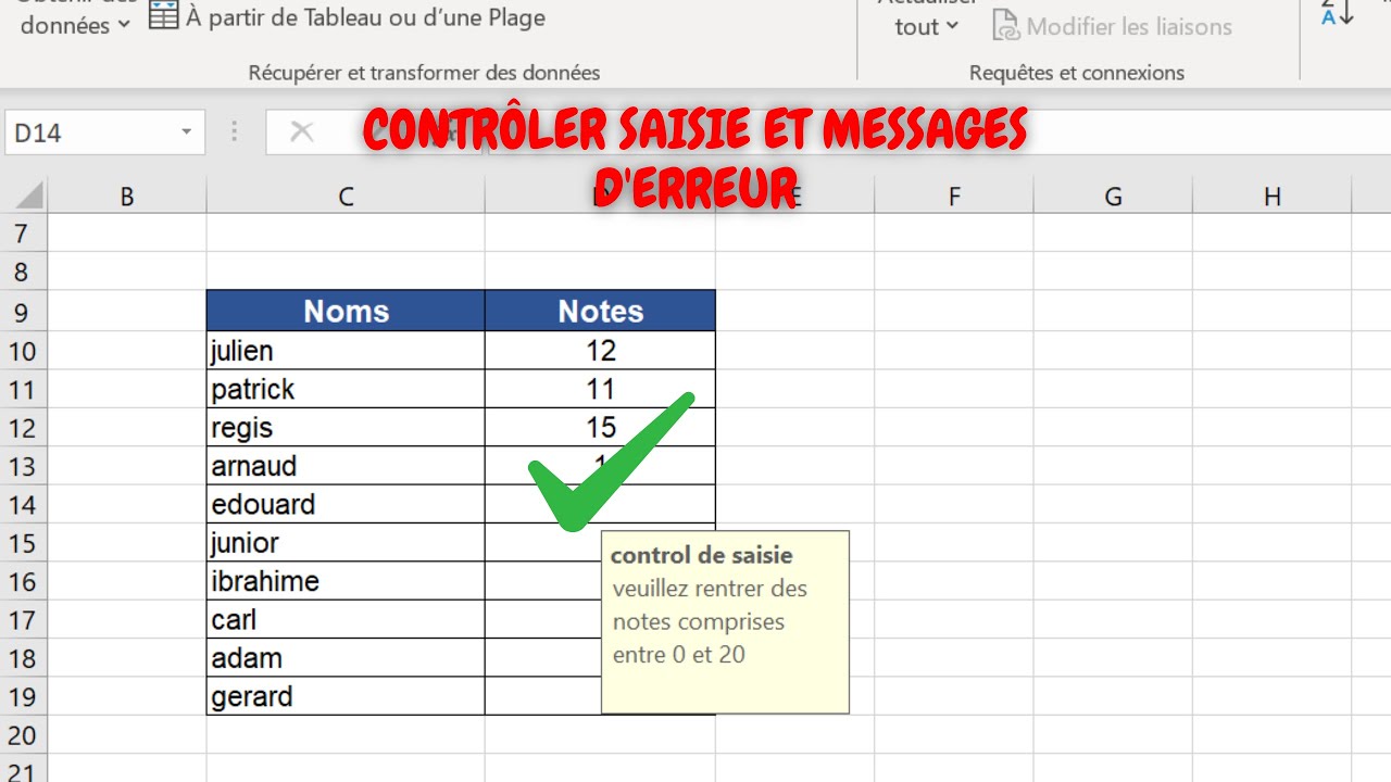 Validation Données Excel : Contrôler Saisie et Messages d'Erreur