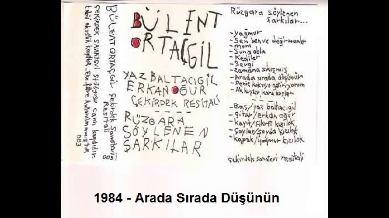 Bülent Ortaçgil - Arada Sırada Düşünün - 1984 ©