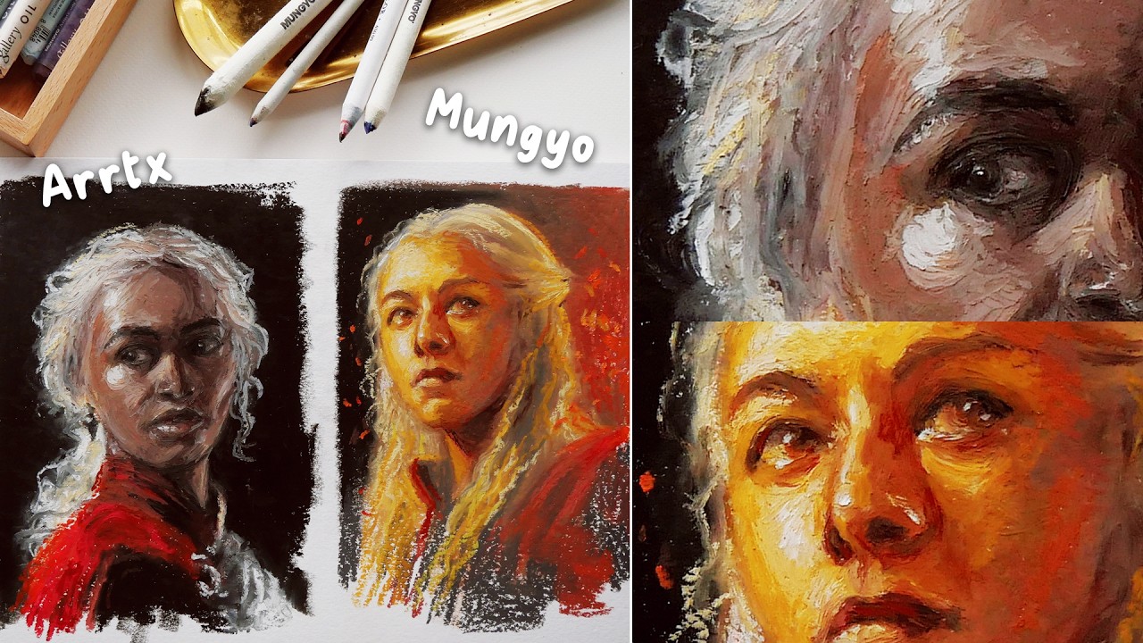 Painting Portraits with Oil Pastels : 2 Methods & Blending Techniques 🖍️ Mungyo Gallery VS Arrtx