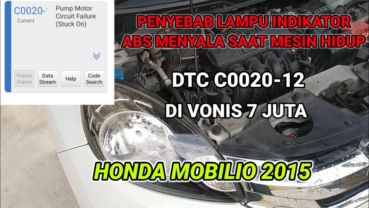 Penyebab Indikator ABS Menyala DTC C0020-12 Honda Mobilio