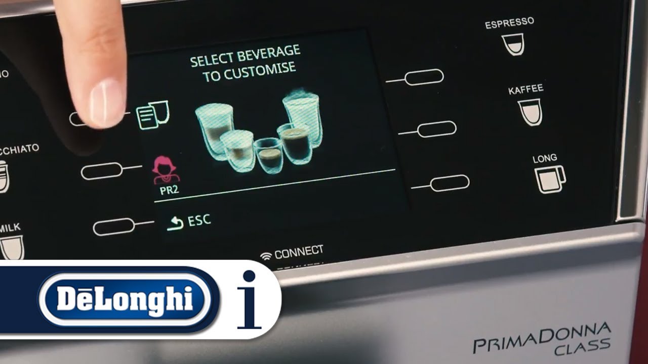 How to customise beverages on your De’Longhi PrimaDonna Class ECAM 550.75.MS or ECAM 550.55.SB