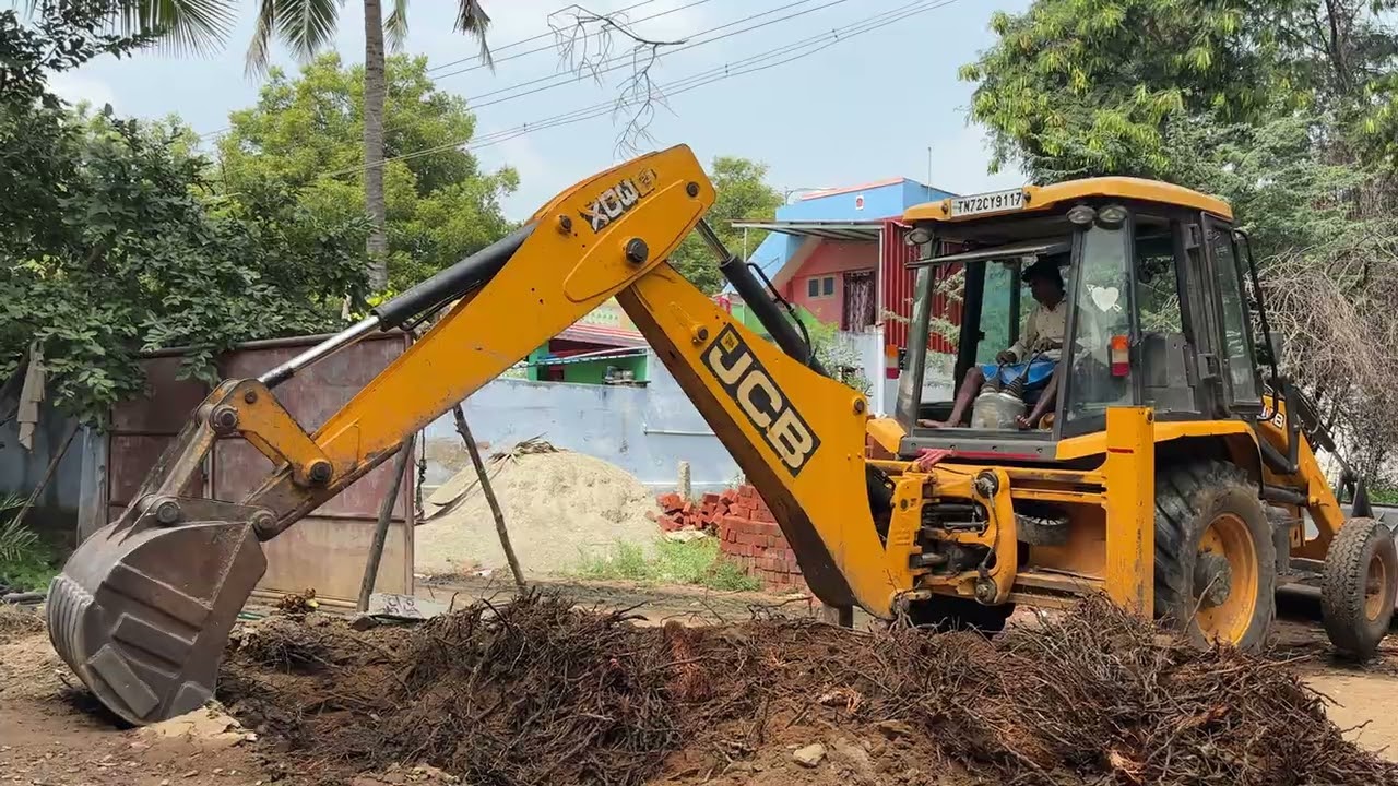 JCB 3DX Working for Coconut Roots Digging | Home Excavation Video || jcbvideo