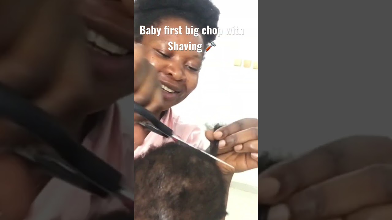 SHAVED MY 12 MONTHS OLD BABY HAIR WITH SHAVING 🪒 | HER REACTION WAS 🤩🤩 #bigchop #shorts