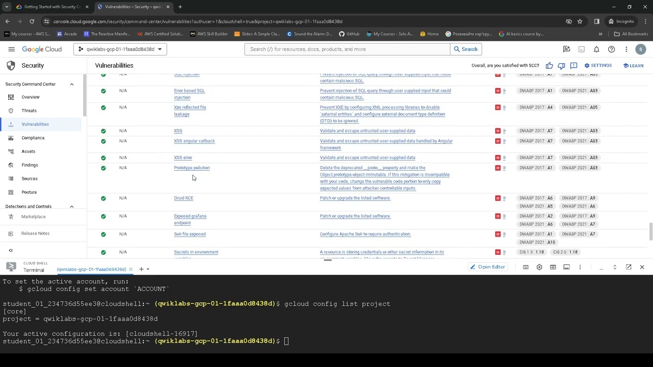 GCP Getting Started with Security Command Center GSP1124