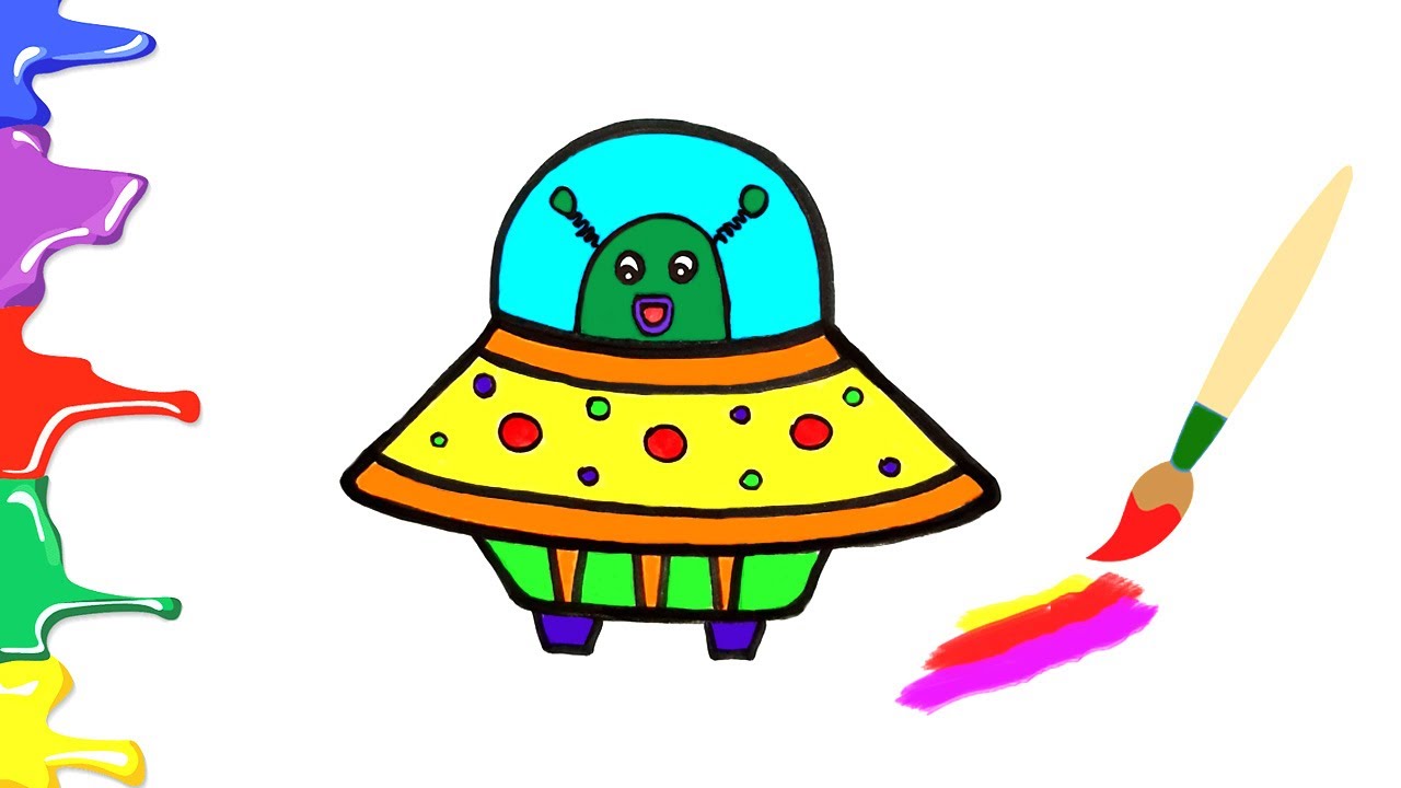 Як намалювати і розфарбувати Літаючу Тарілку / How to draw and color a Flying Saucer