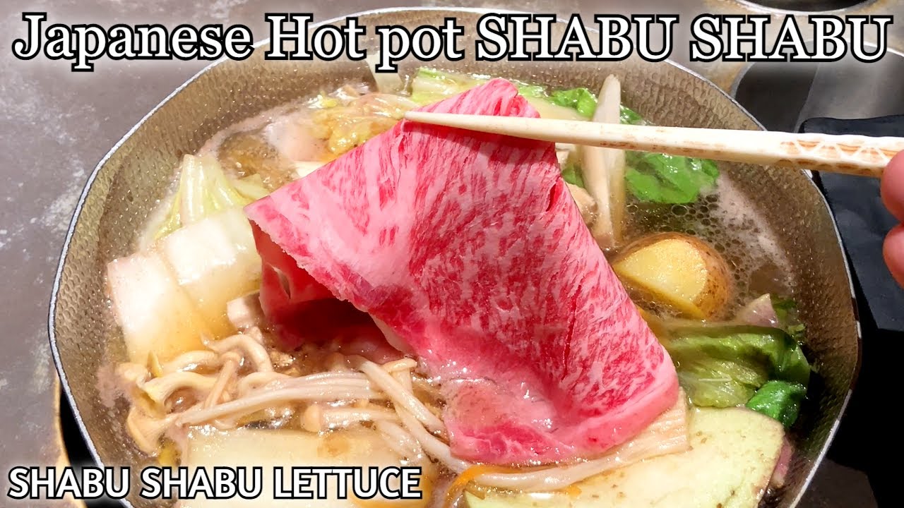 We can eat Marbled Kuroge Wagyu beef as much as we want! Japanese Hot Pot SHABU SHABU at Lettuce