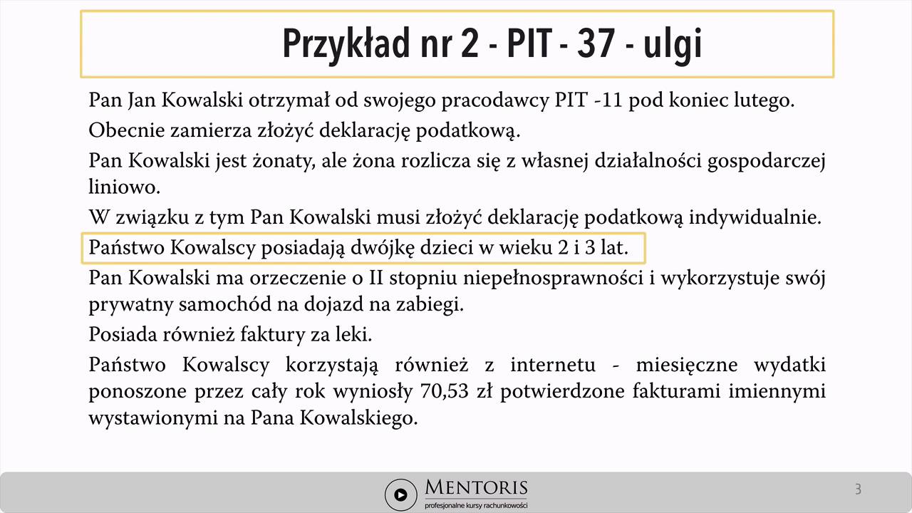 3  Jak wypełnić PIT cz.3  -  ulga na dzieci