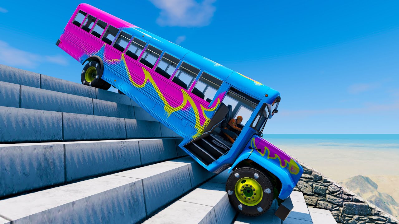 Car vs Stairs #7 | BeamNG Drive | Vehicle Destruction Physics