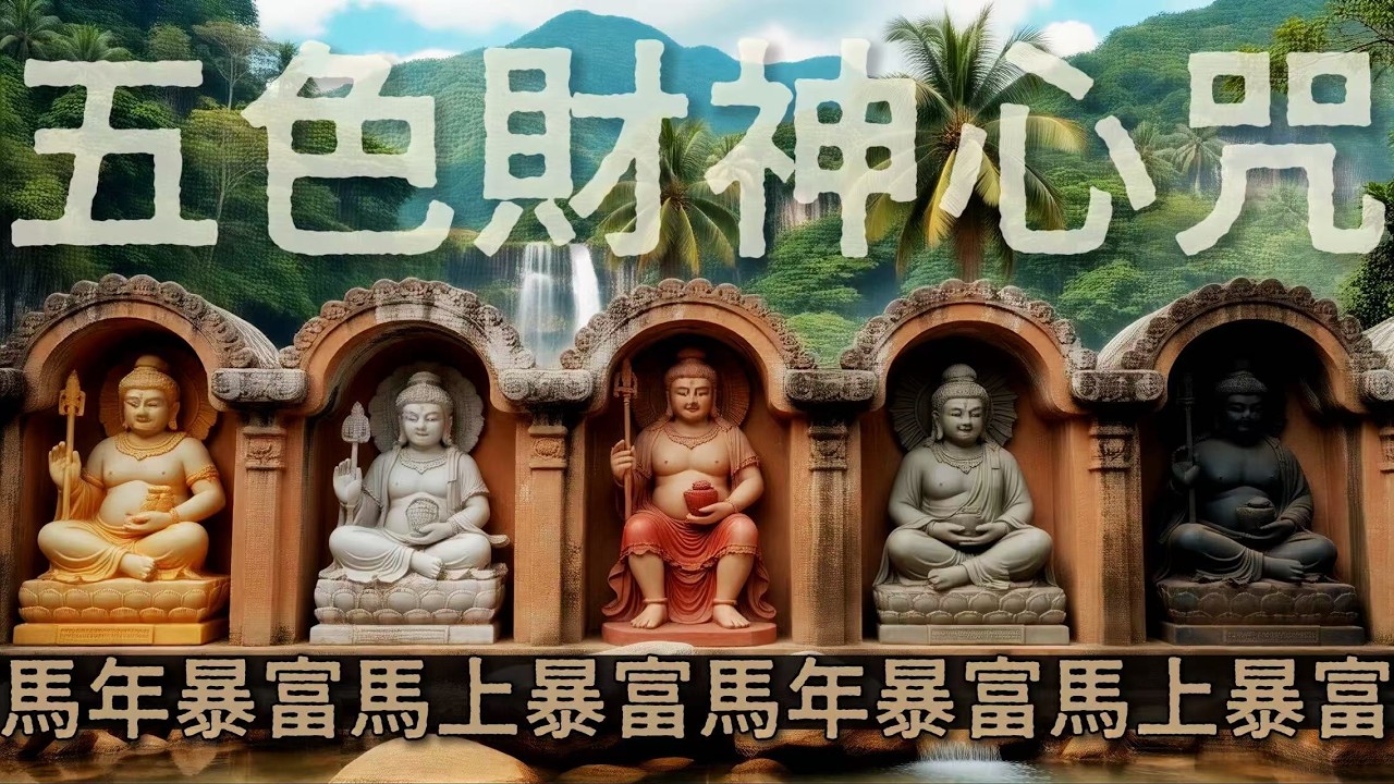 五色財神心咒┃初五迎財神┃黃財神、白財神、紅財神、綠財神、黑財神心咒【 馬年暴富，馬上暴富 】