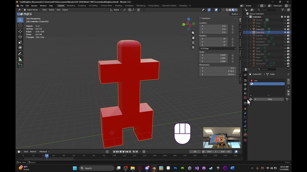 DET 220 - Building Blocks part 2 - Intro to 3D Modeling in Blender - 2026