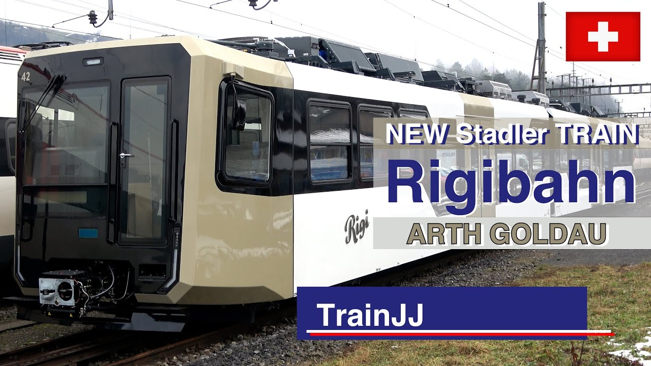 🇨🇭 4K Rigi Bahn | Brand NEW Stadler Train Bhe 4/6 41 & 44 | ARTH GOLDAU Switzerland |  Rack Railway