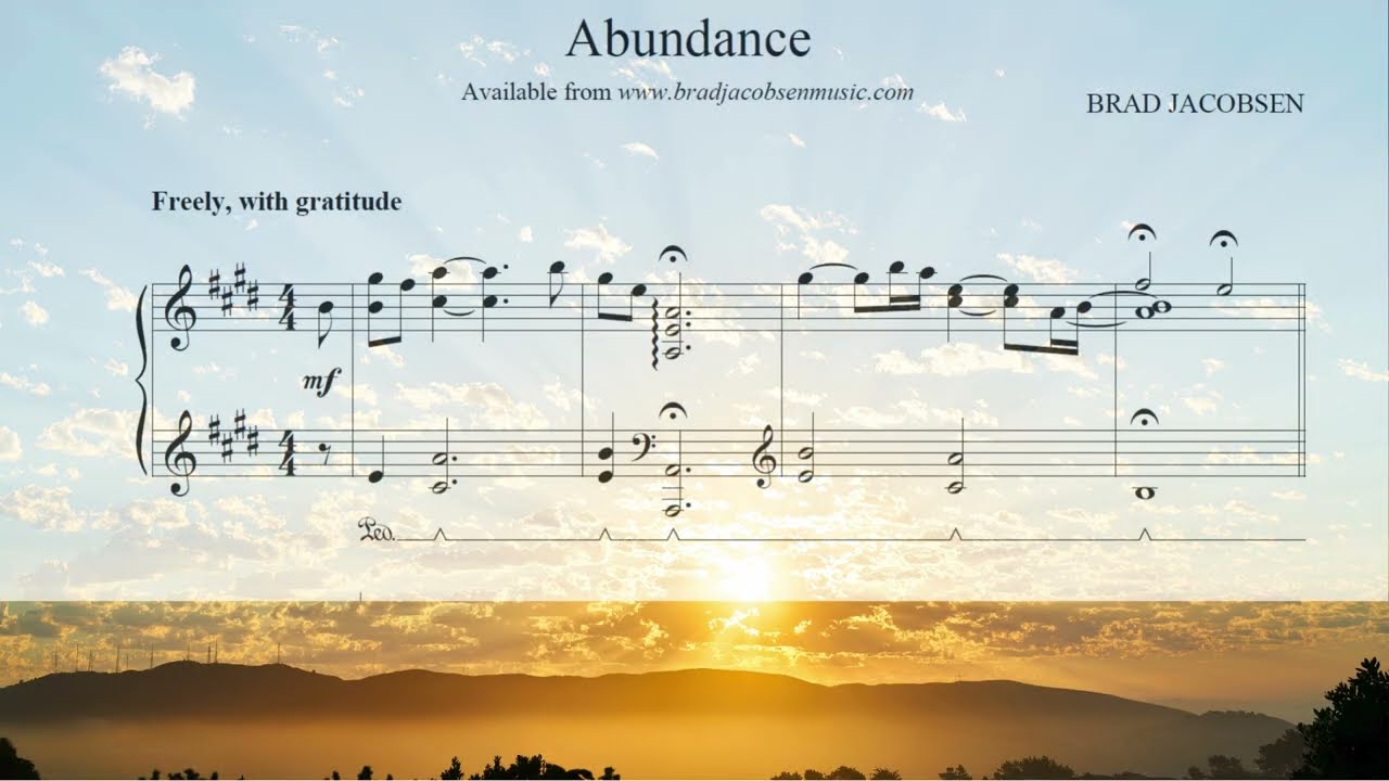 Abundance by Brad Jacobsen - solo piano sheet music preview