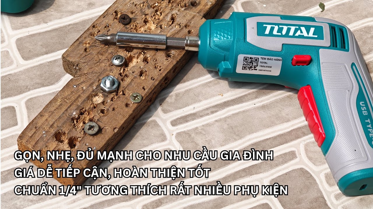 Trên tay máy vặn vít Total TSDLI0458: Gọn, nhẹ, đủ mạnh cho nhu cầu gia đình