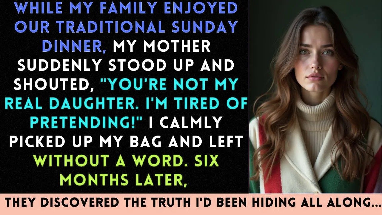At Family Dinner My Mom Said You're Not My Real Daughter And Kicked Me Out. I Left Without A Word...