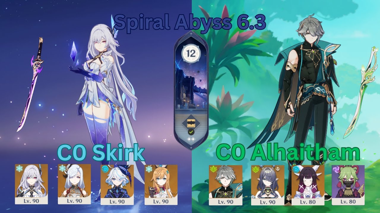 C0 Skirk Freeze & C0 Alhaitham Hyperbloom | Genshin Impact | Spiral Abyss 6.3 / Luna IV Floor 12