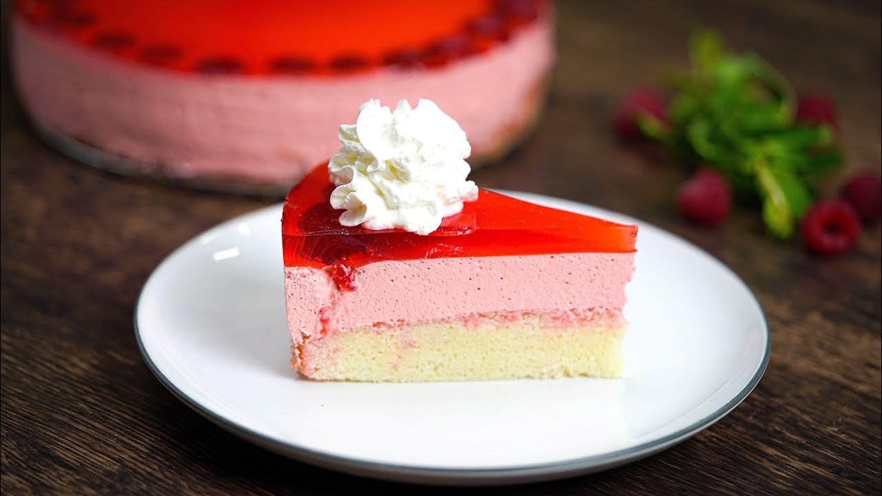 Triple Layer Pink Raspberry Jello Cake