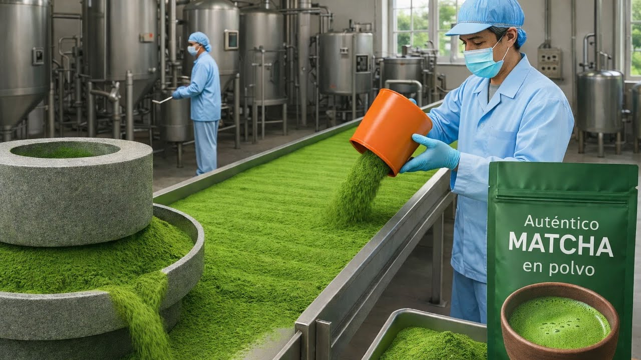 CÓMO se HACE POLVO de MATCHA: De HOJAS a TÉ VERDE MOLIDO en FÁBRICAS (PROCESO) | En Masa