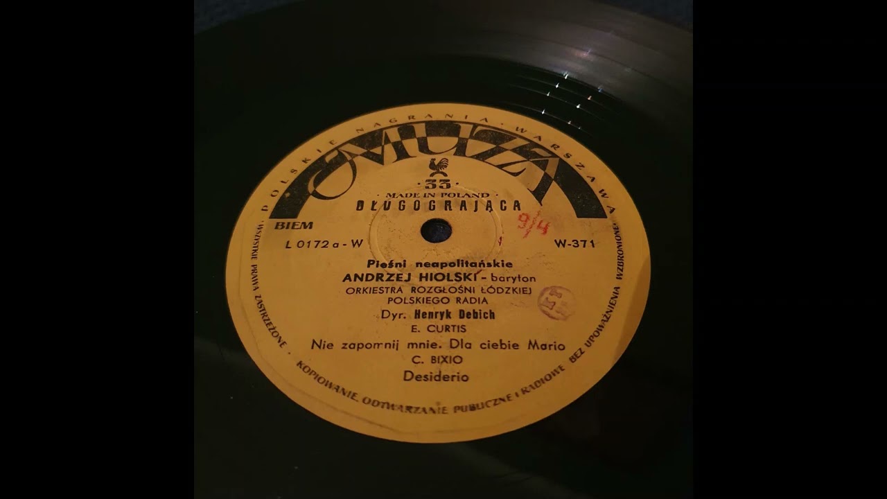 Pieśni neapolitańskie (ANDRZEJ HIOLSKI) - L 0172 a - VINYL RECORD 33RPM