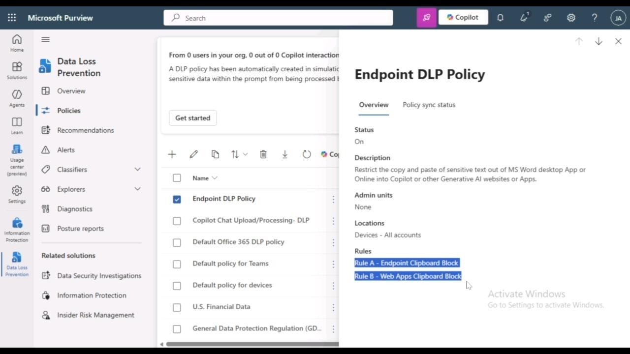 Microsoft Purview: How to Create a DLP Policy for Endpoints & Copilot Chat