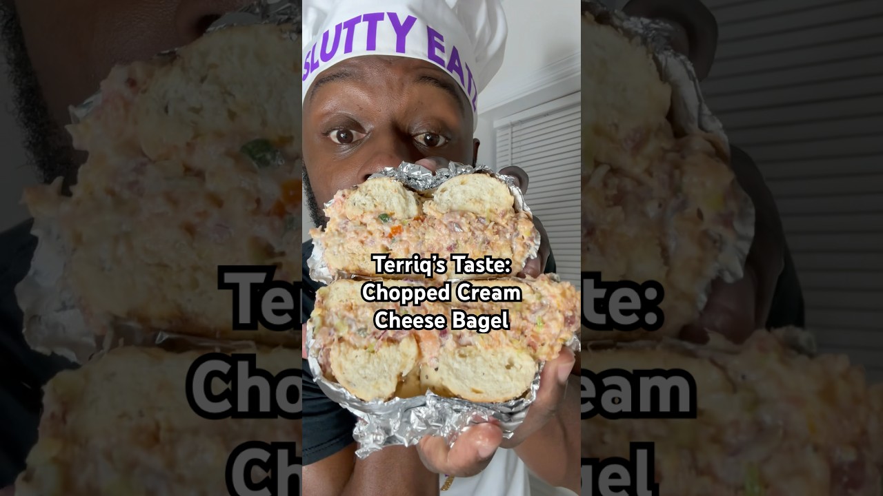 Chopped Cream Cheese Bagel #terriqstaste #everythingbagel
