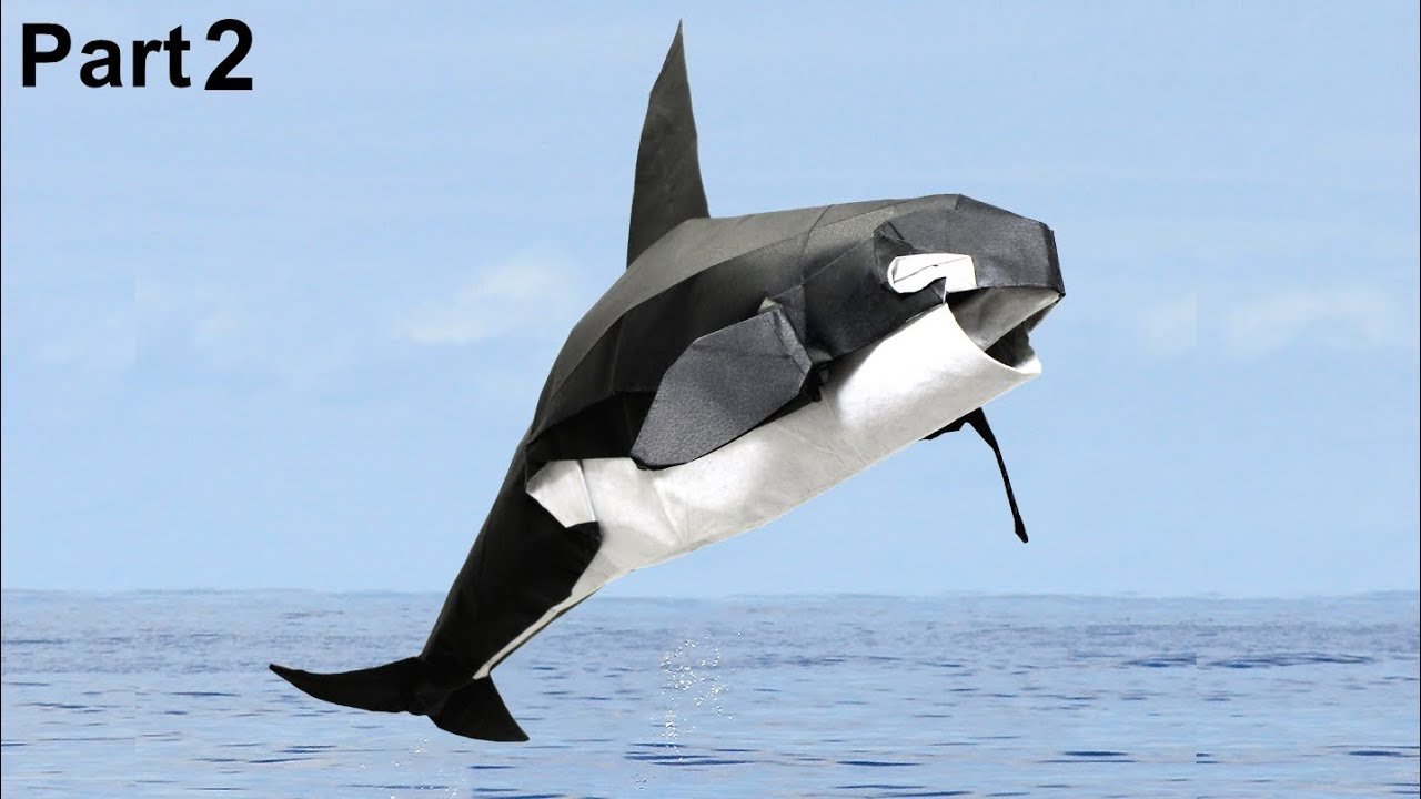 Orca (killer whale) Origami tutorial (Satoshi Kamiya) part 2 折り 紙 ballena