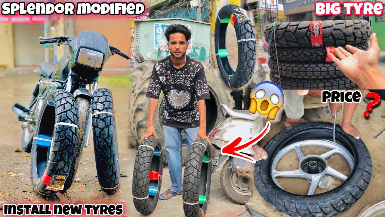 Splendor Modified😍 || Install New Tyres || Price ? || Splendor Modified 2023😱 || Big Tyres