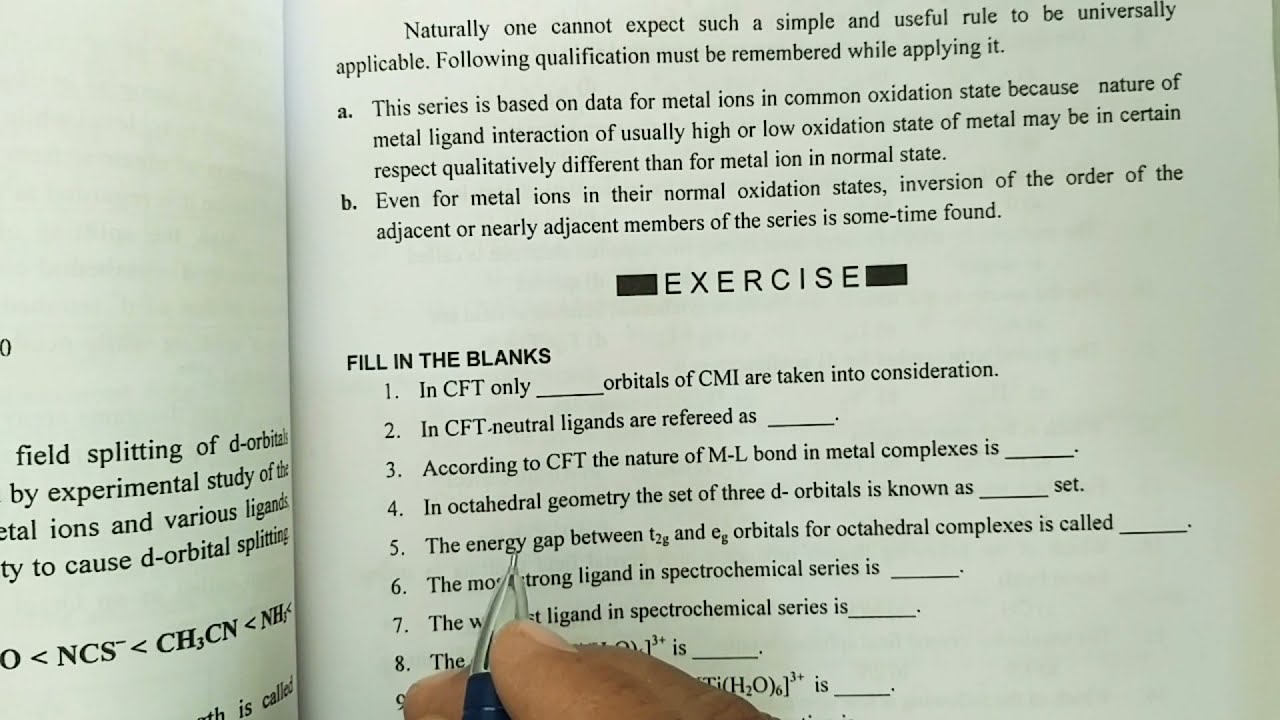 Objectives questions on CFT and Electronic Spectra