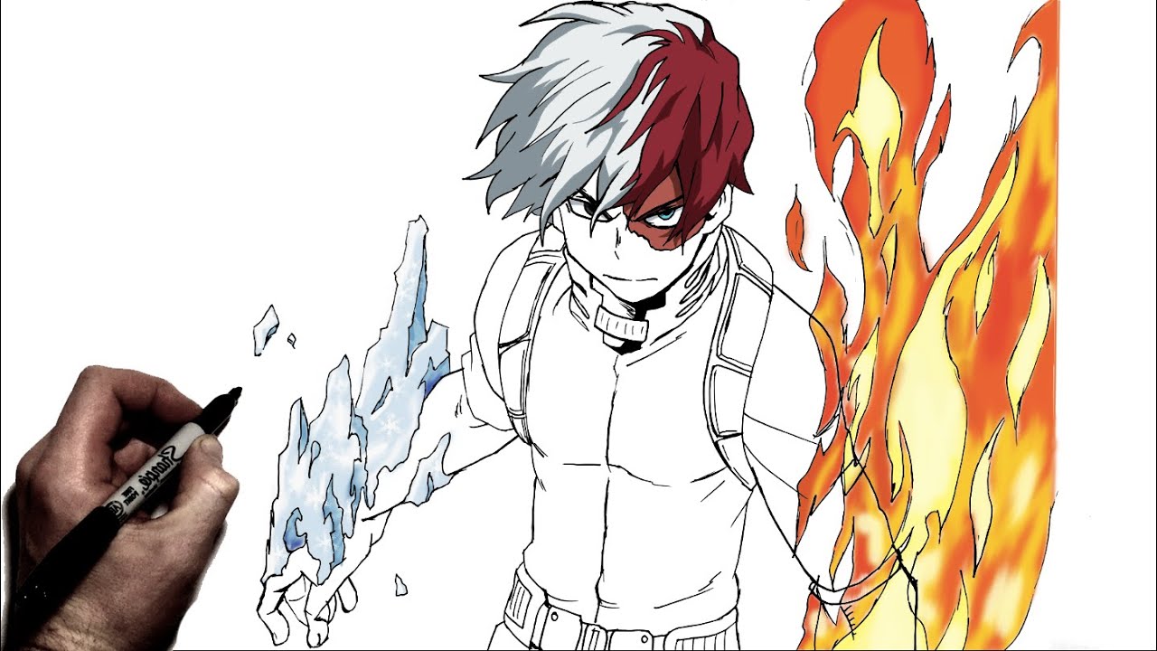 How To Draw Todoroki (Ice & Fire) | Step By Step | My Hero Academia