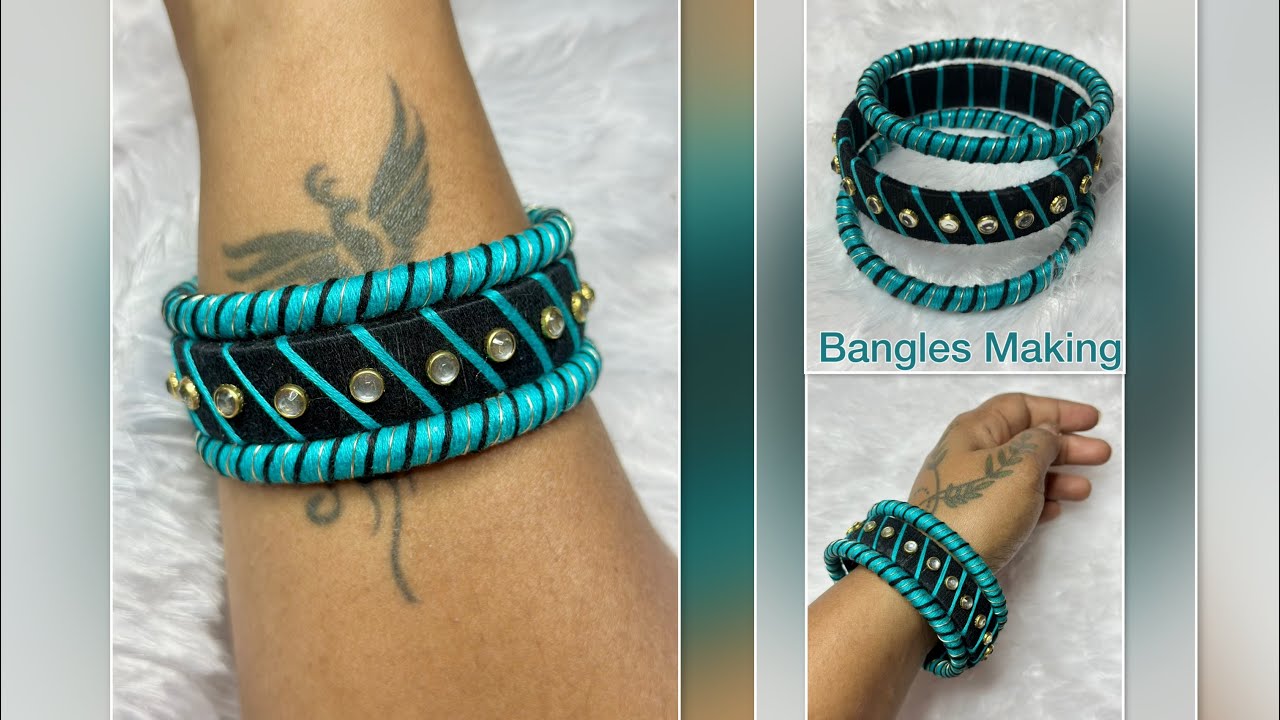 Easy Bangles Making ✨ Handmade Thread Bangles 💚| DIY Handmade Jewellery| Trending YouTube Video 