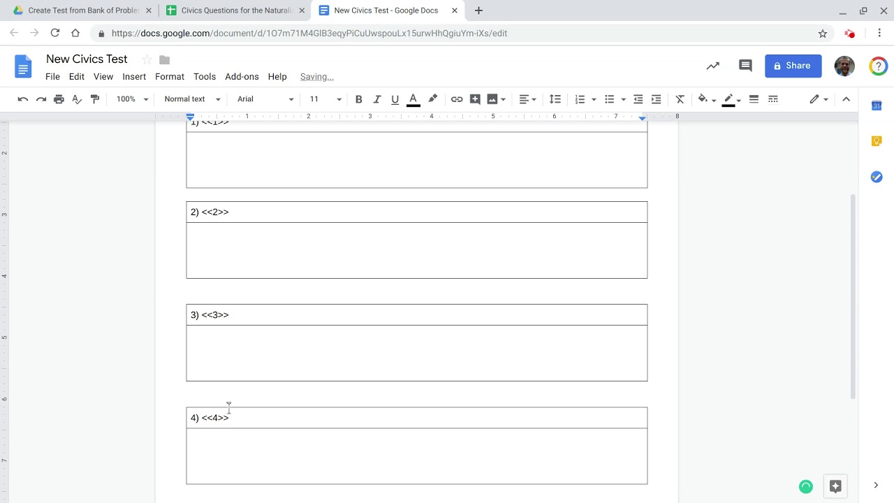 Generate a Random Selection of Questions from a Question Bank