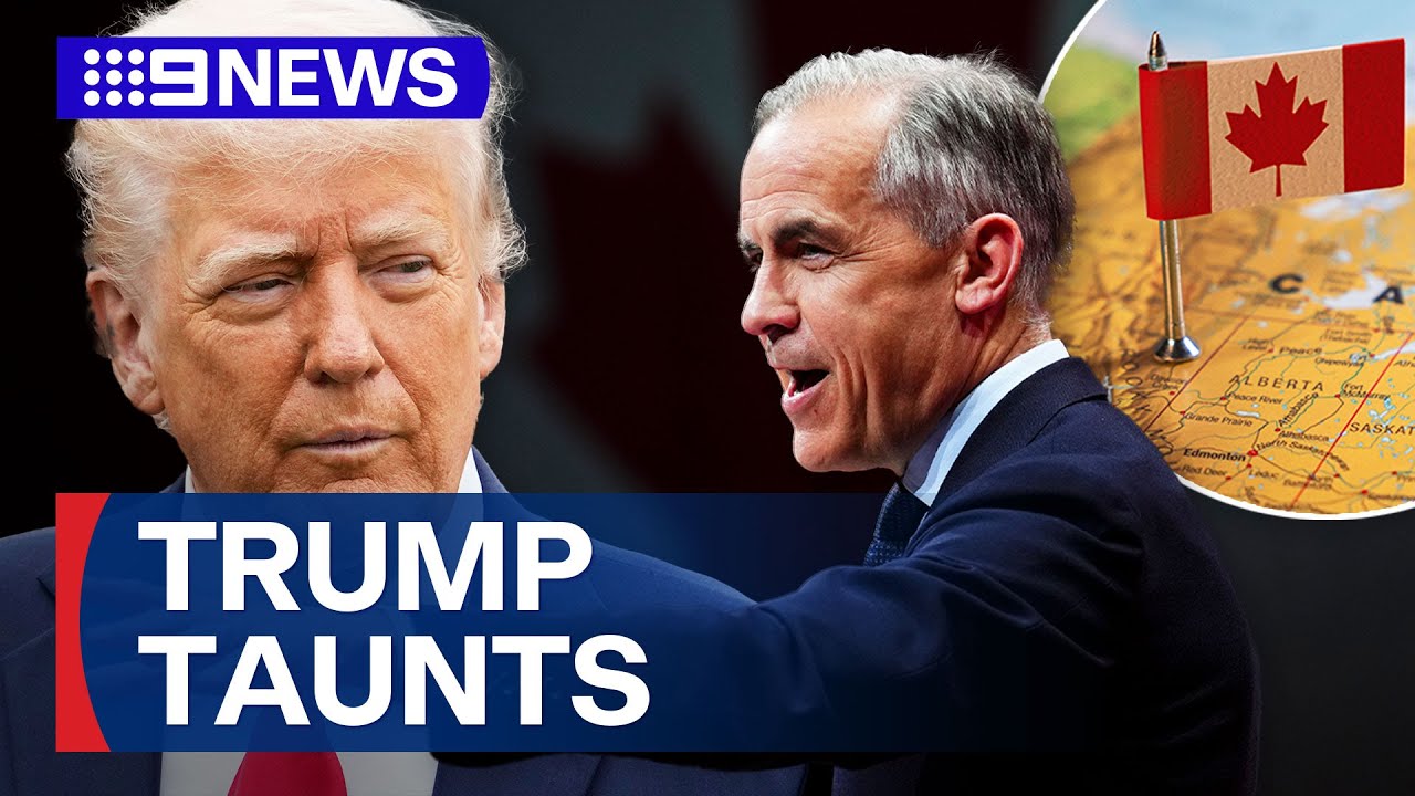 Trump taunts Canadians as PM Mark Carney seals election victory | 9 News Australia