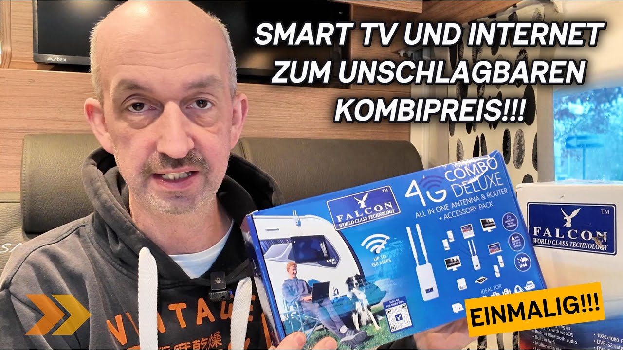 Entdecke den Falcon WebOS SMART Combo Camping TV 22 mit 4G Router!