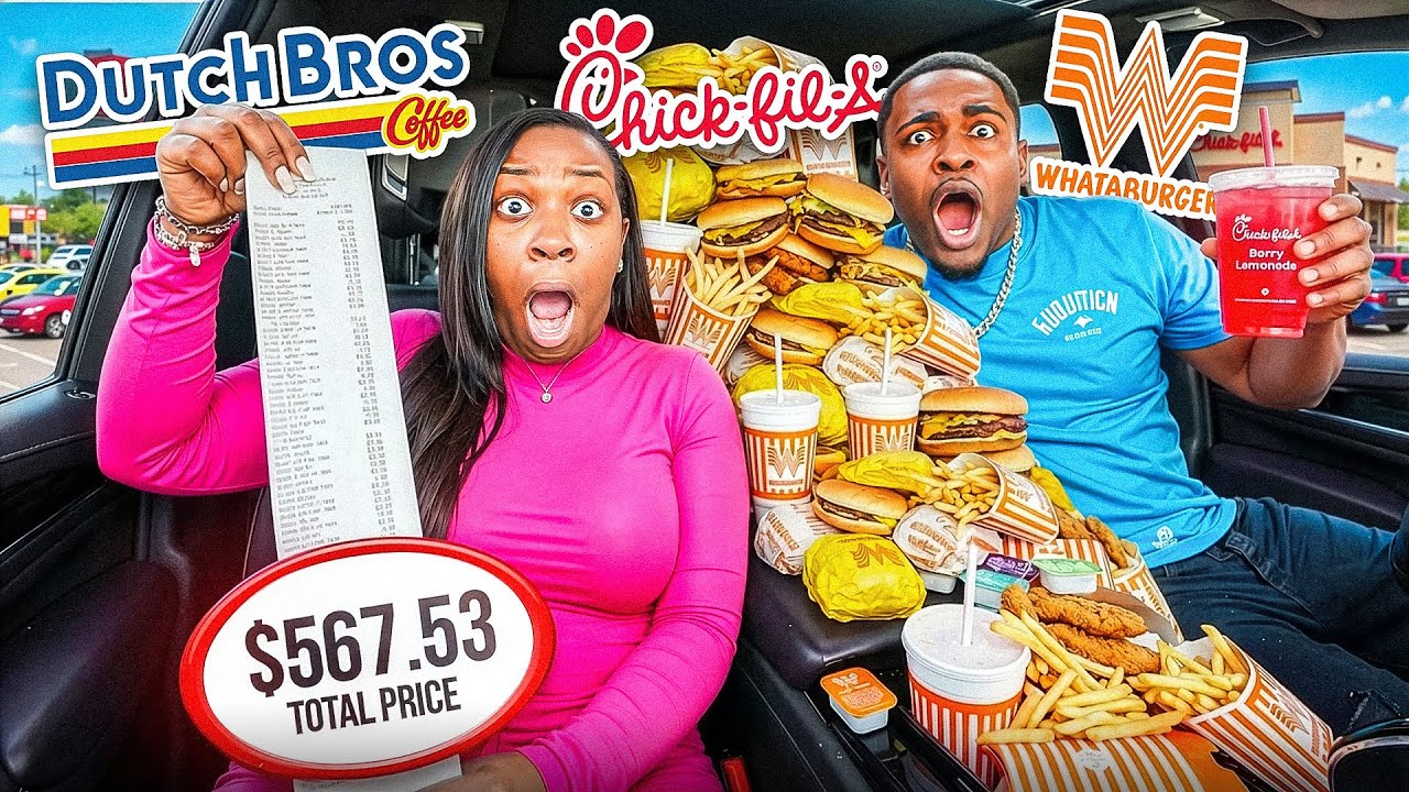 LETTING THE PERSON IN FRONT OF US DECIDE WHAT WE EAT FOR 24 HOURS! | VLOGMAS DAY 21