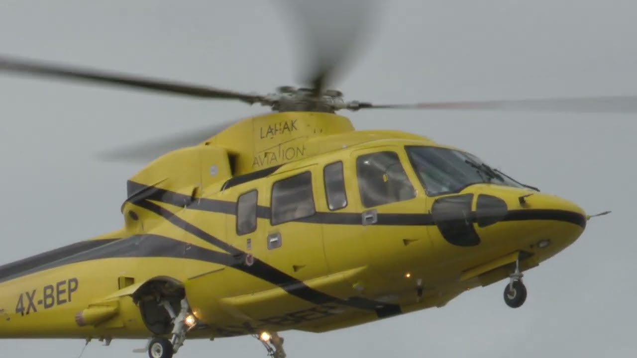 Lahak Aviation Sikorsky S-76C 4X-BEP lands in Haifa Airport, April. 2025